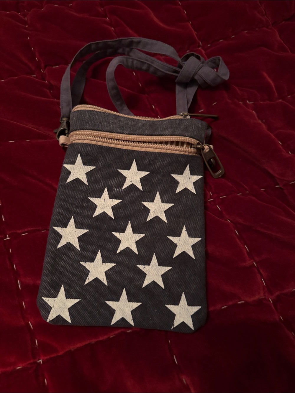 Star Print Crossbody Bag in Navy and White